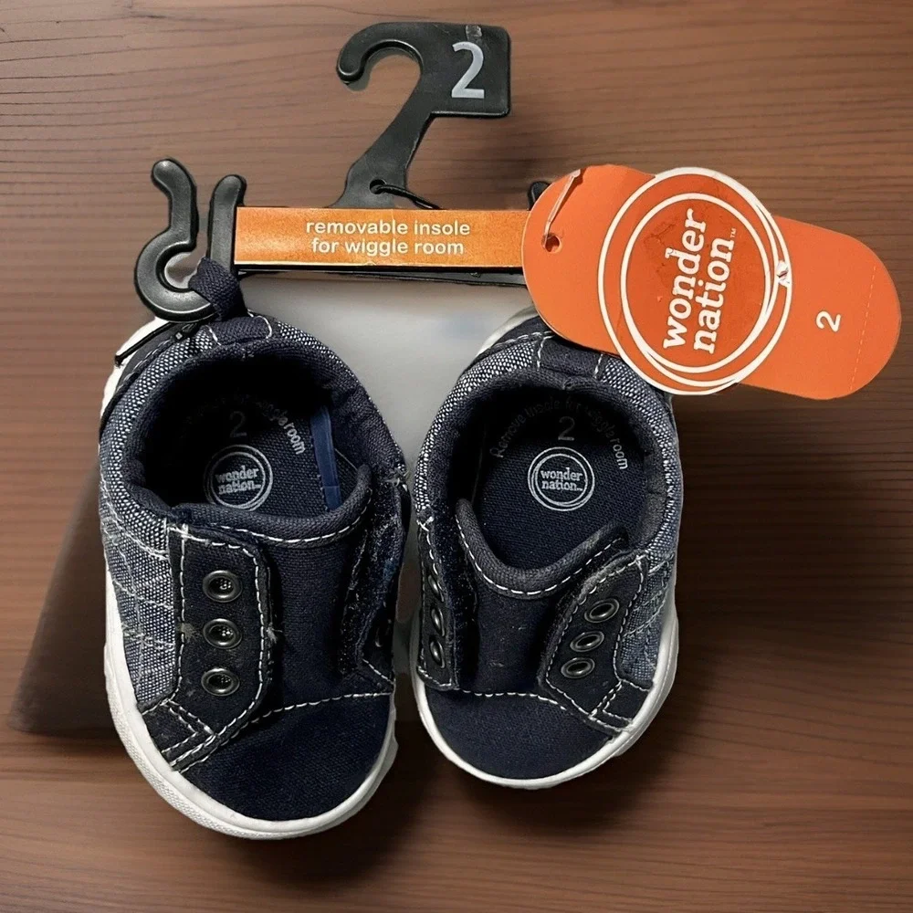 Wonder Nation Infant Blue Slip on shoes With Removable Insole Size 2 NWT